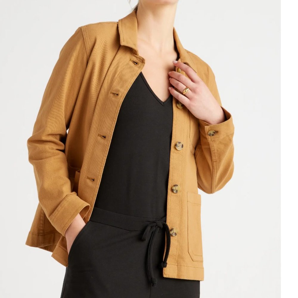 Quince Organic Comfort Stretch Chore Jacket in Tobacco